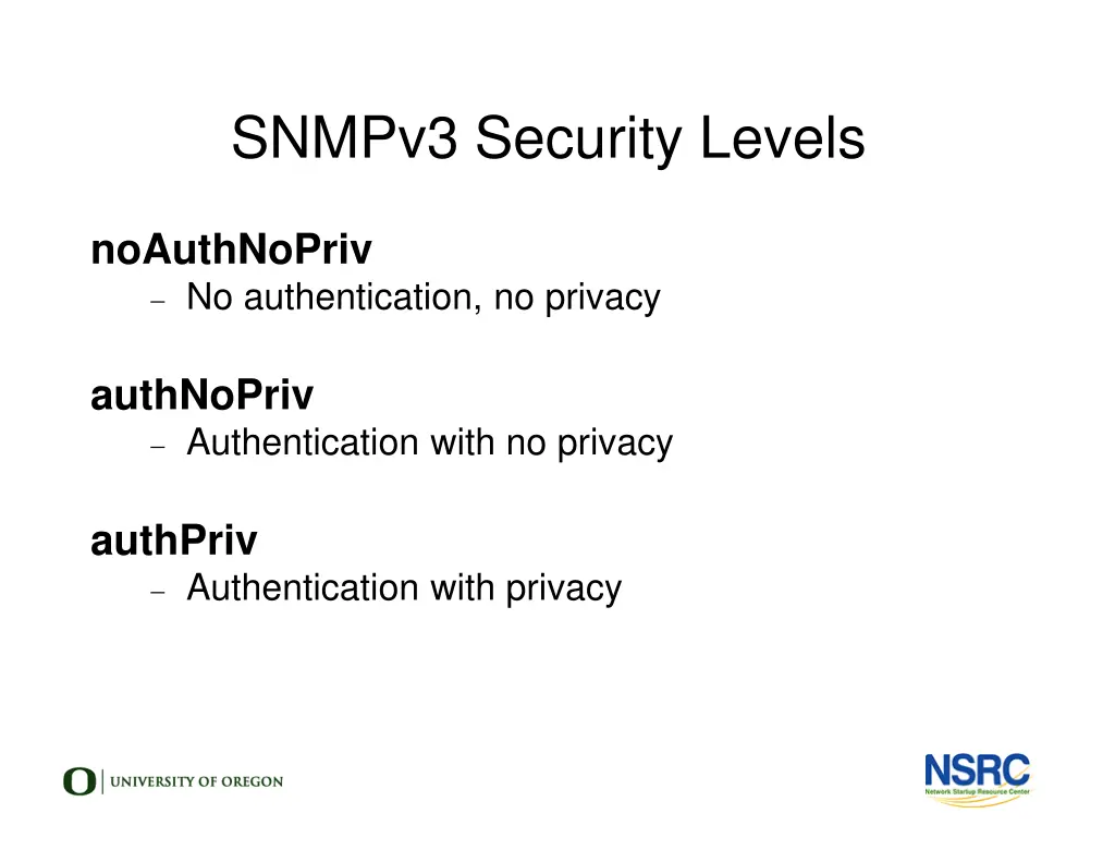 snmpv3 security levels