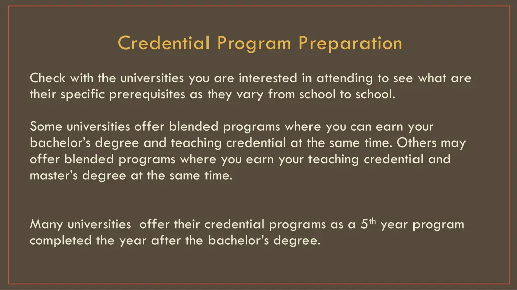 credential program preparation