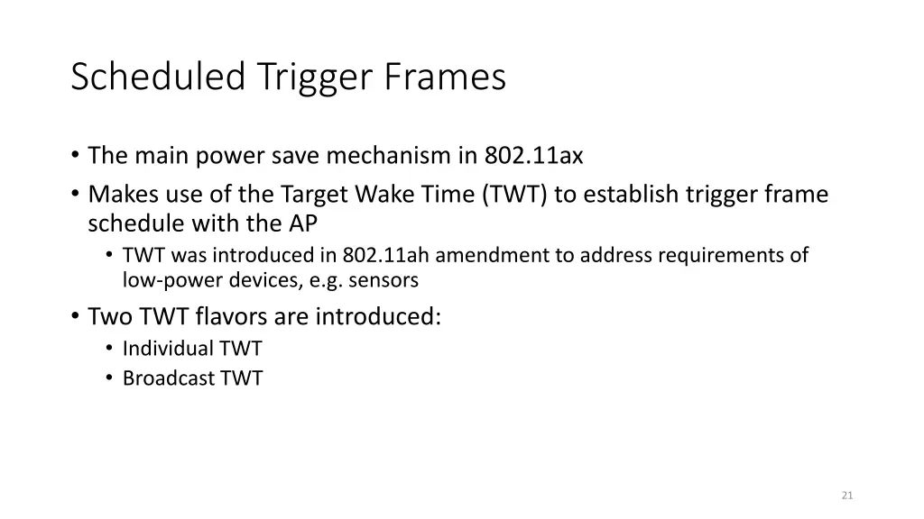 scheduled trigger frames