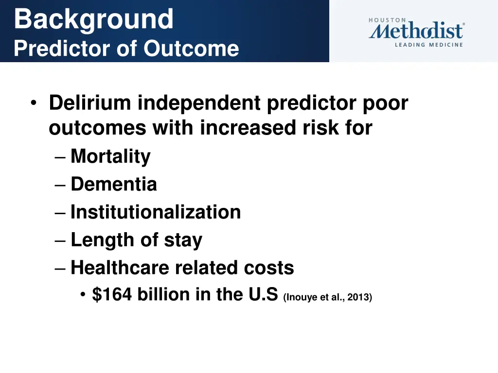 background predictor of outcome