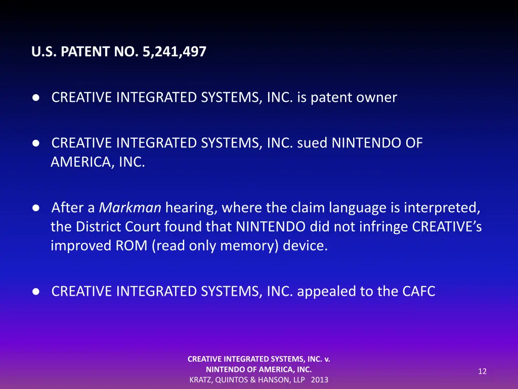 u s patent no 5 241 497