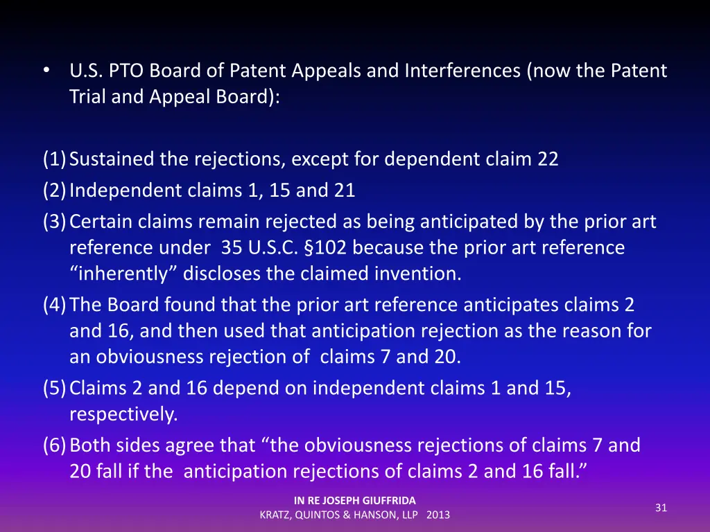 u s pto board of patent appeals and interferences