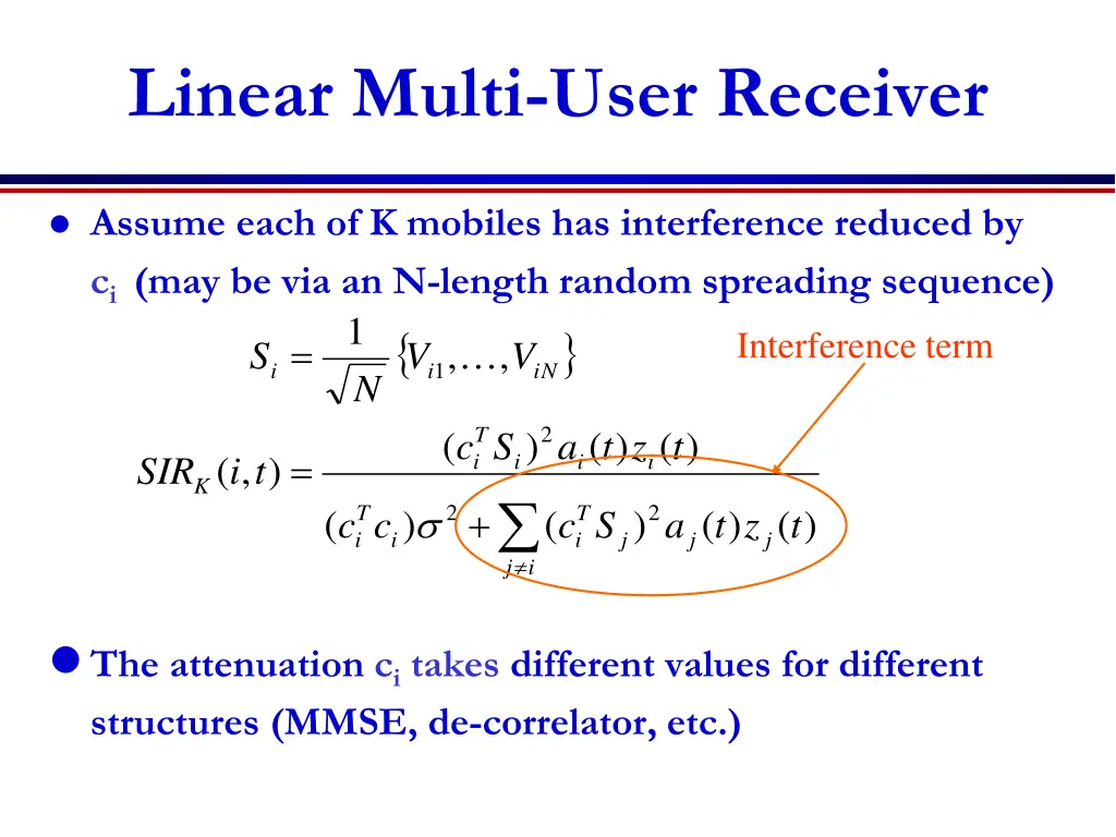 linear multi user receiver