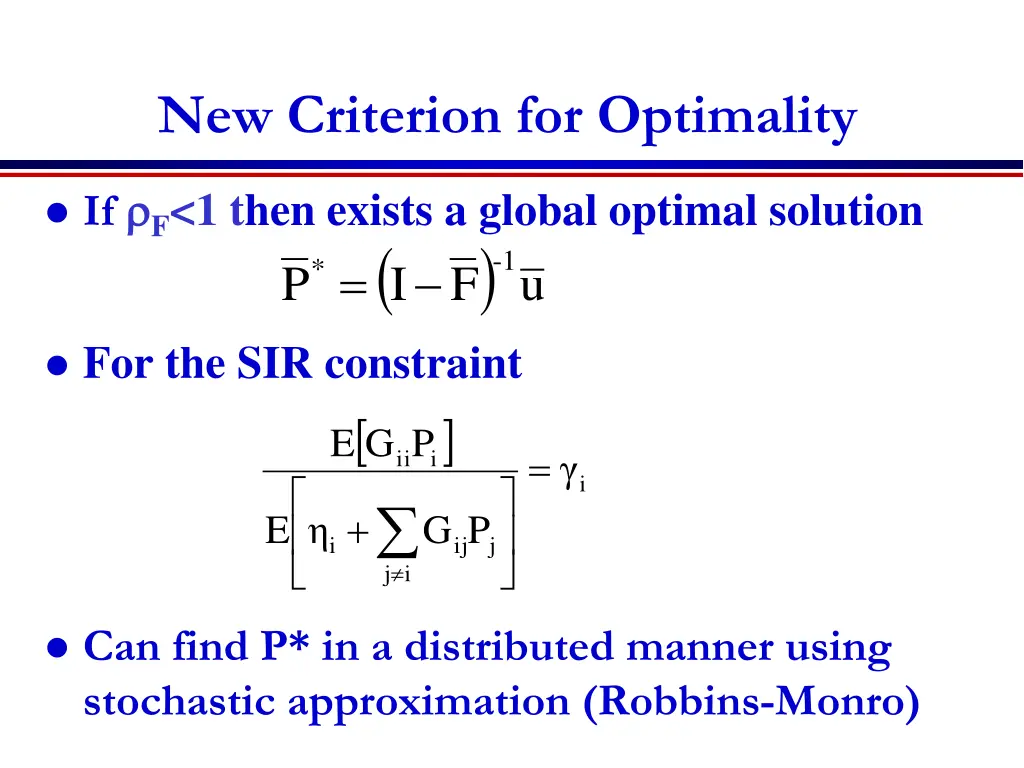 new criterion for optimality