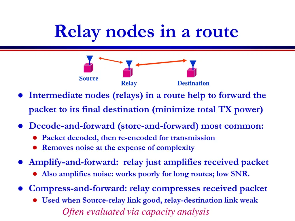 relay nodes in a route