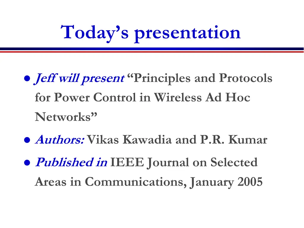 today s presentation