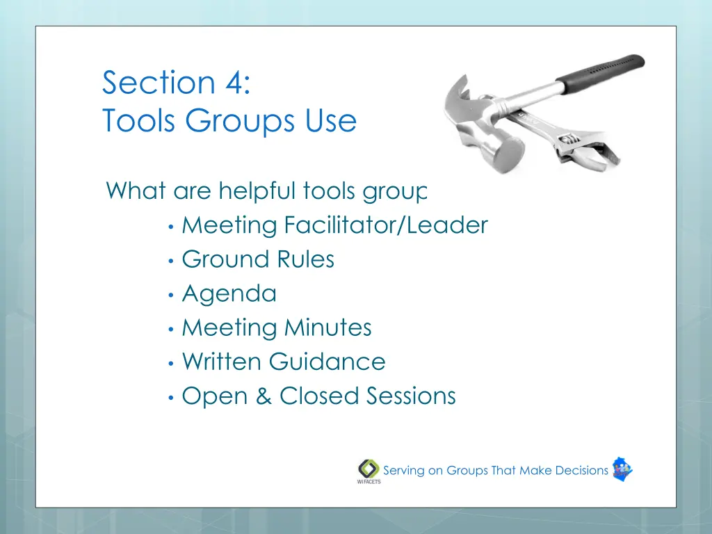 section 4 tools groups use