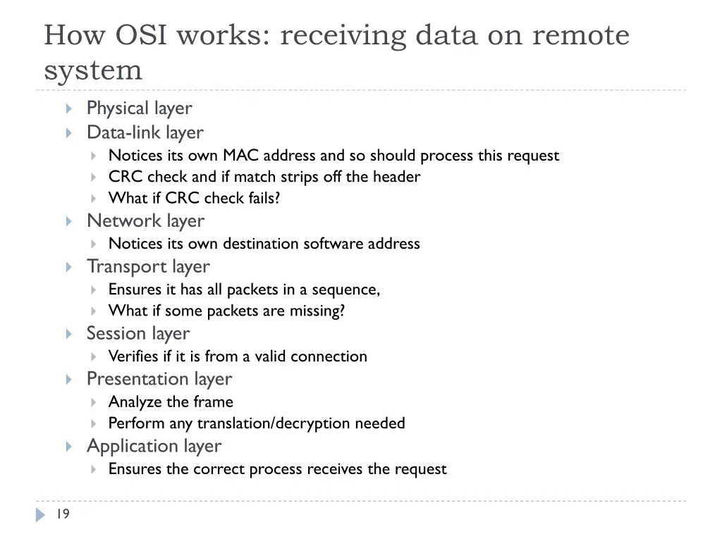 how osi works receiving data on remote system