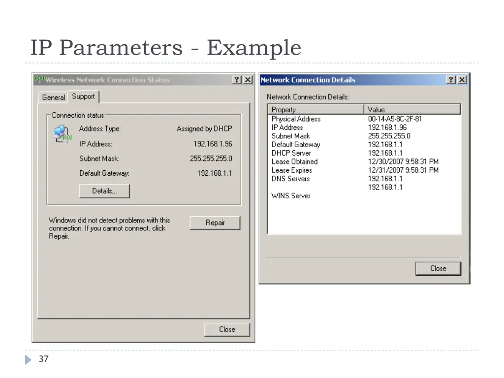 ip parameters example