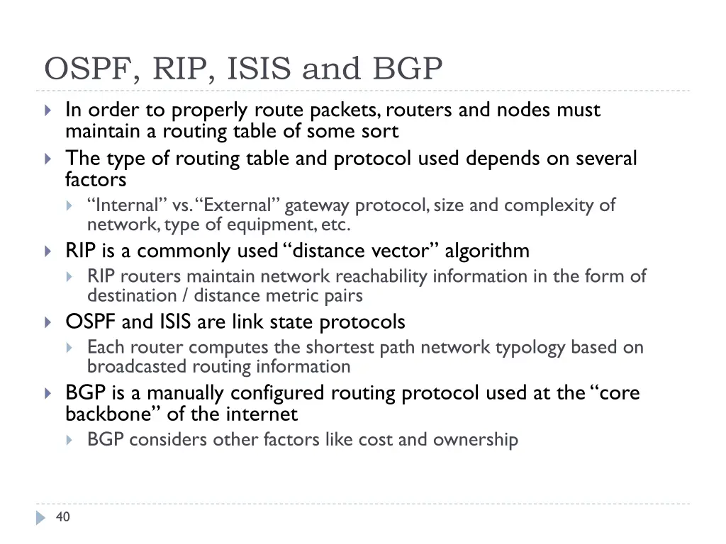 ospf rip isis and bgp