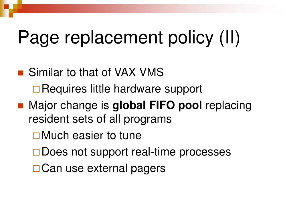page replacement policy ii