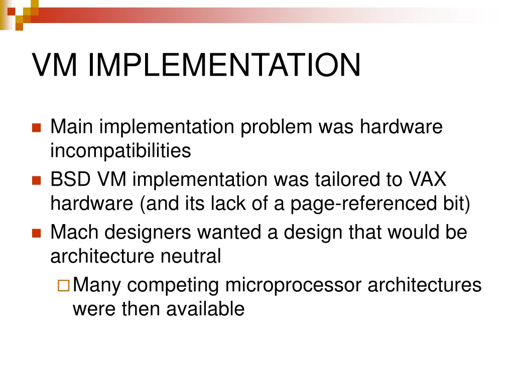 vm implementation