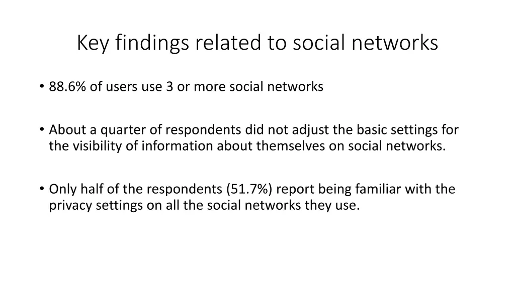 key findings related to social networks