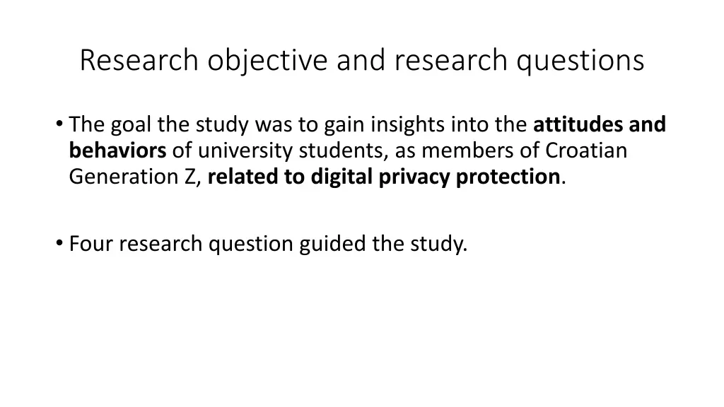 research objective and research questions
