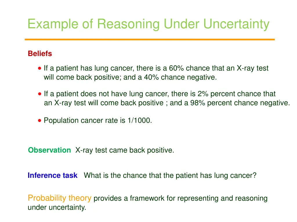 example of reasoning under uncertainty