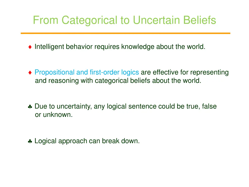 from categorical to uncertain beliefs