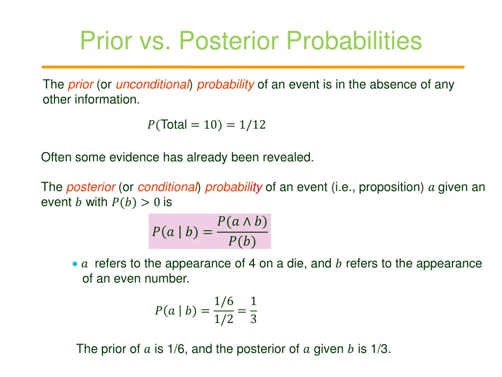 prior vs posterior probabilities