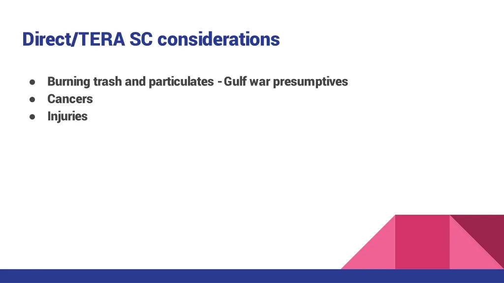 direct tera sc considerations