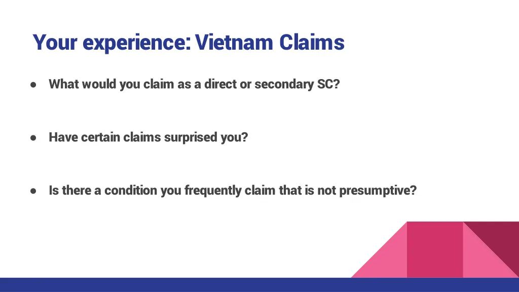 your experience vietnam claims