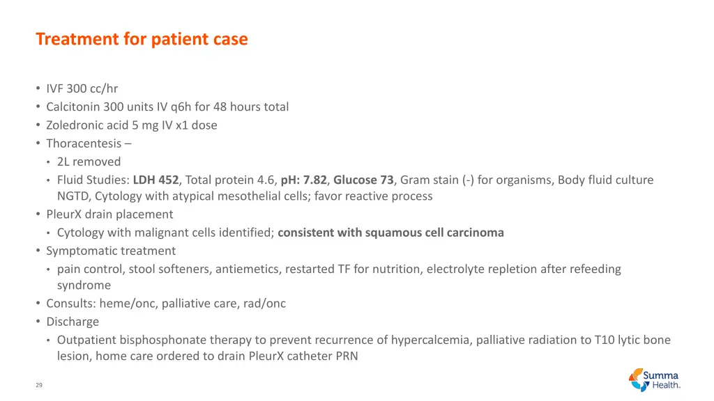 treatment for patient case
