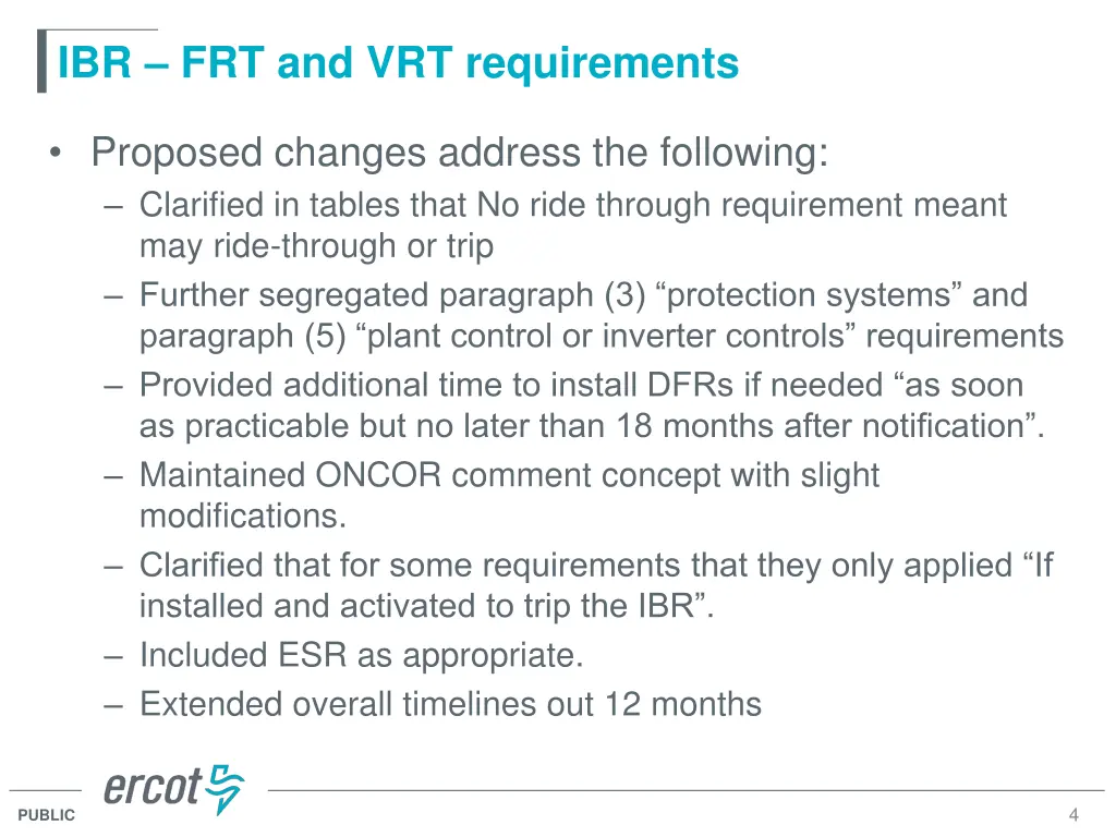 ibr frt and vrt requirements
