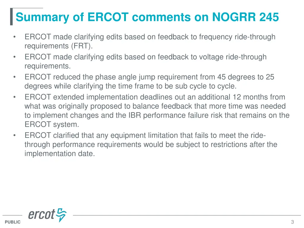summary of ercot comments on nogrr 245