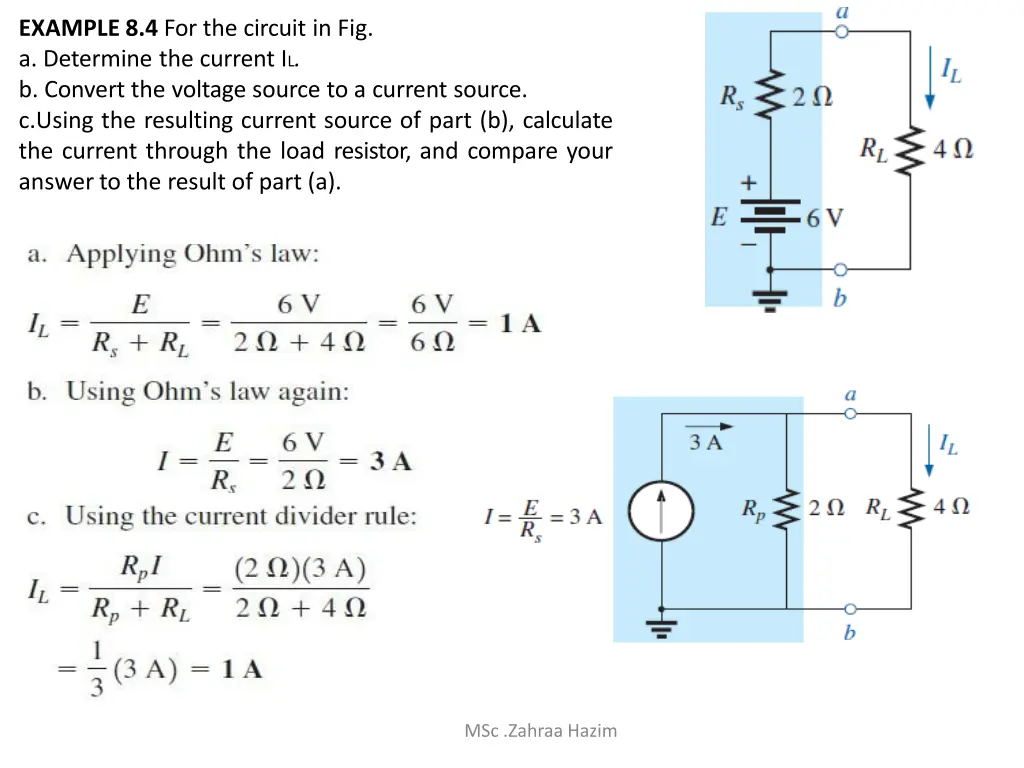 example 8 4 for the circuit in fig a determine
