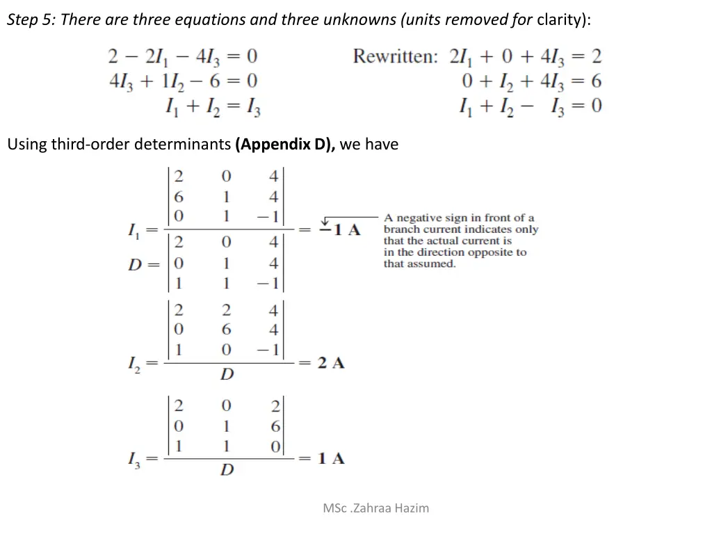 step 5 there are three equations and three