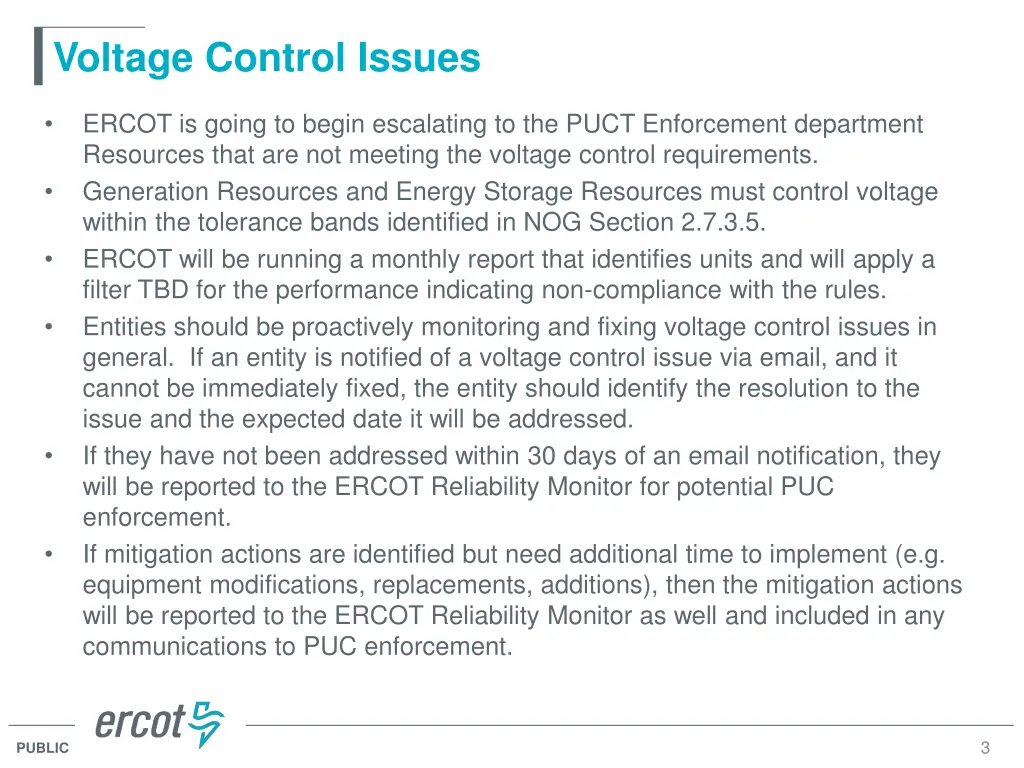 voltage control issues