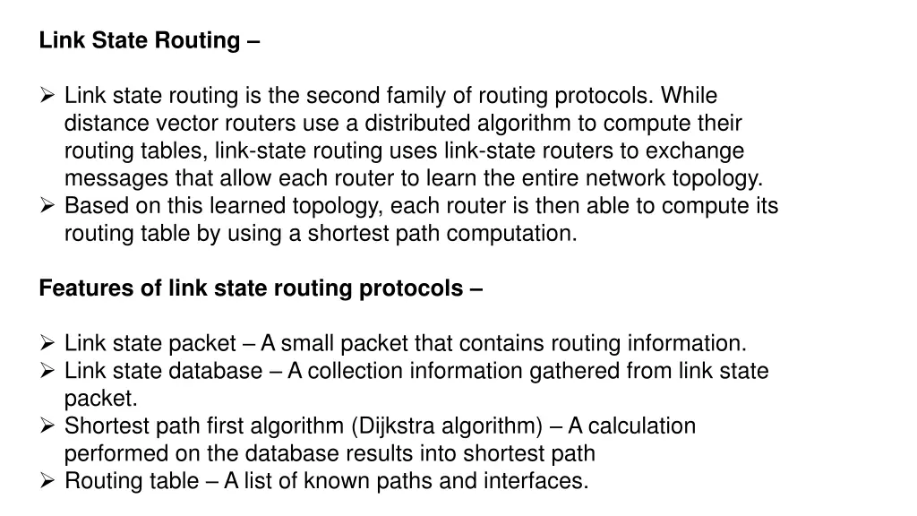 link state routing