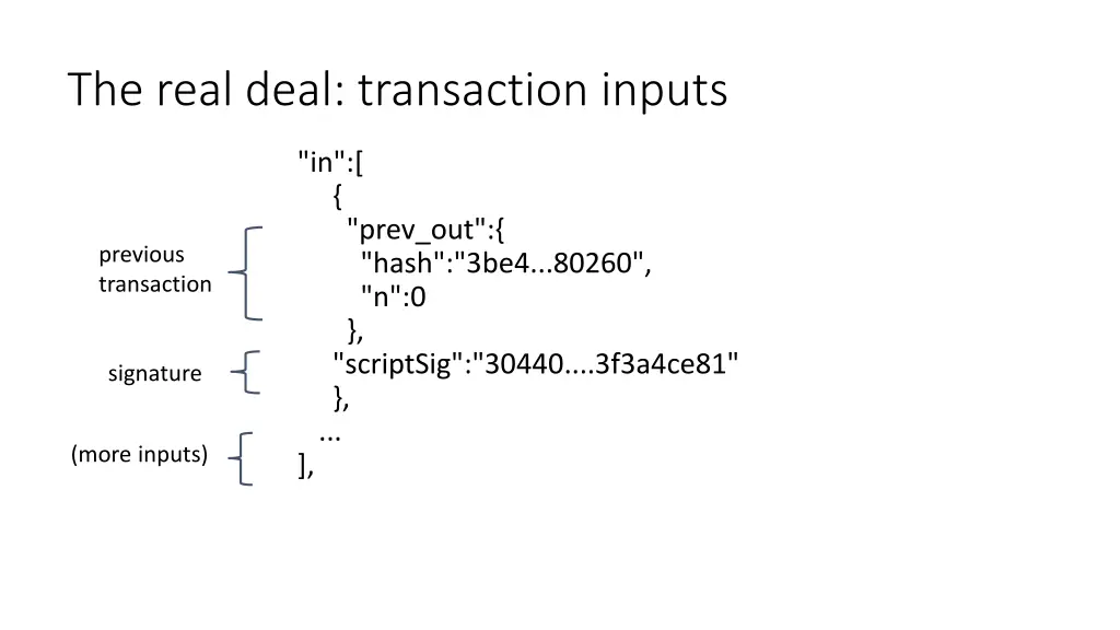 the real deal transaction inputs