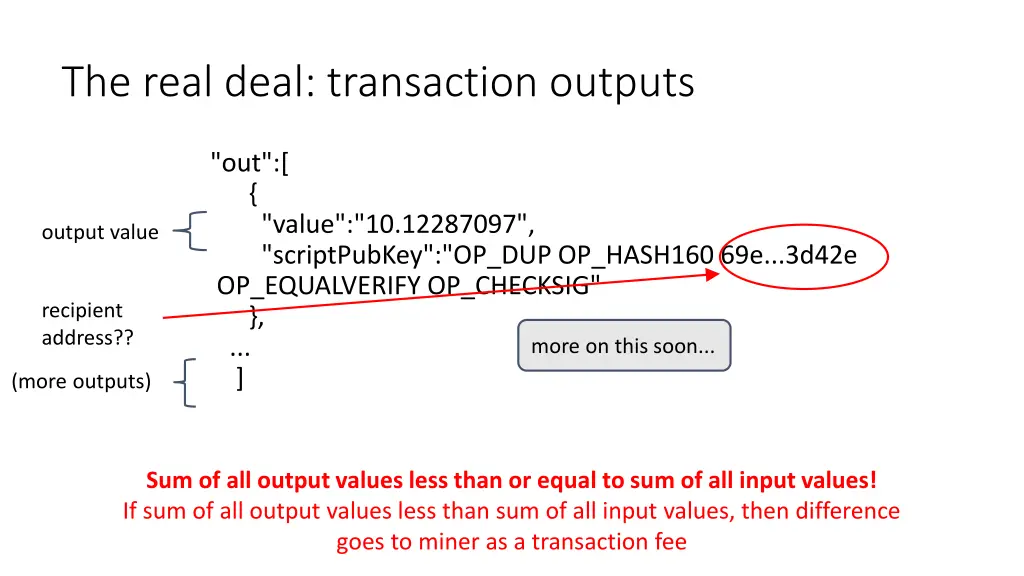 the real deal transaction outputs