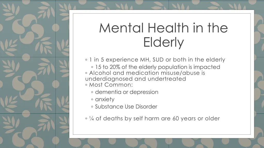 mental health in the elderly