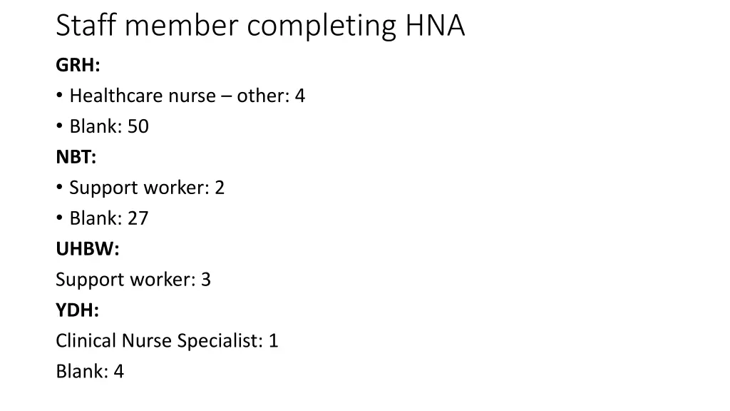 staff member completing hna