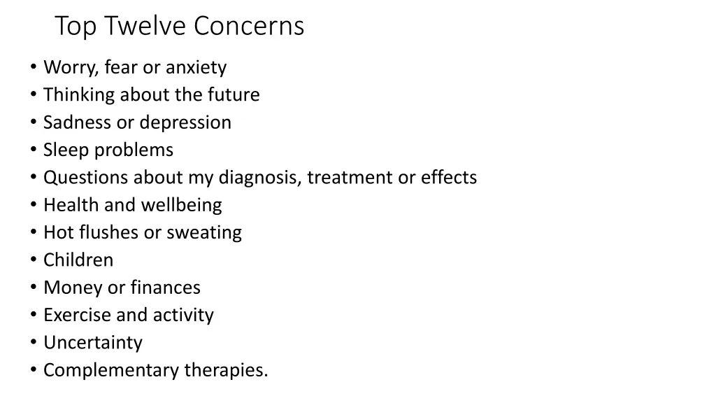 top twelve concerns