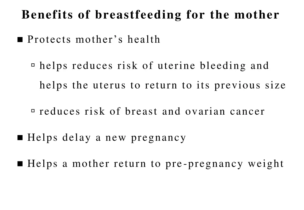 benefits of breastfeeding for the mother