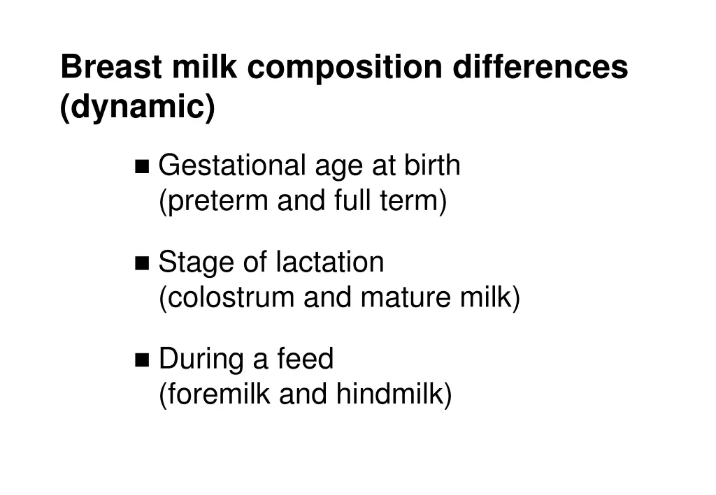 breast milk composition differences dynamic