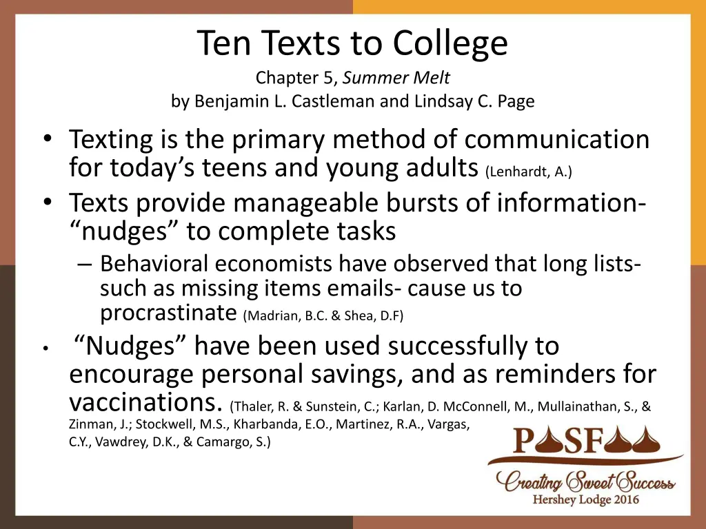 ten texts to college chapter 5 summer melt