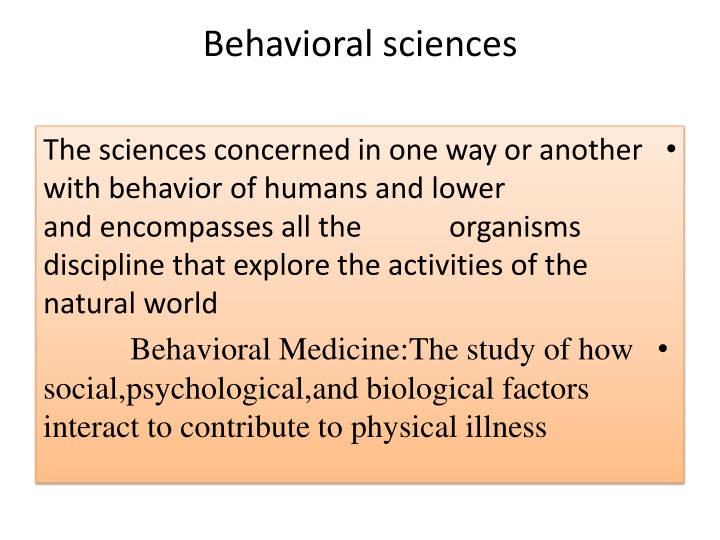 behavioral sciences