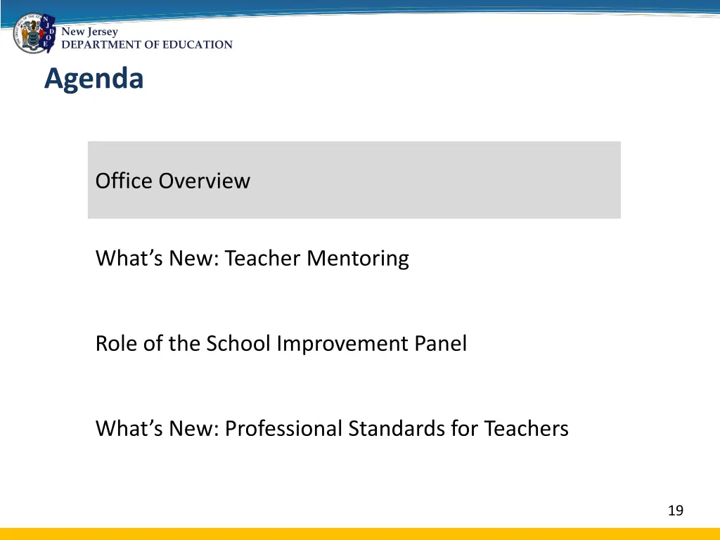 new jersey department of education agenda