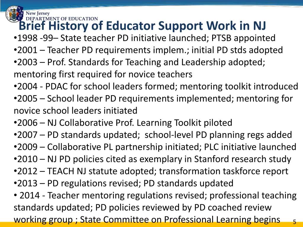 new jersey department of education brief history