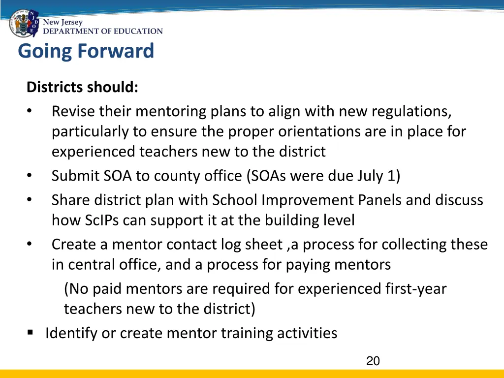 new jersey department of education going forward