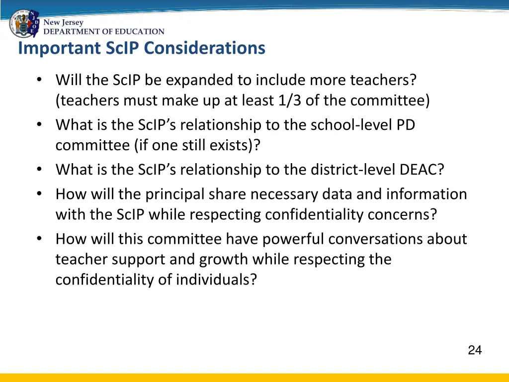 new jersey department of education important scip