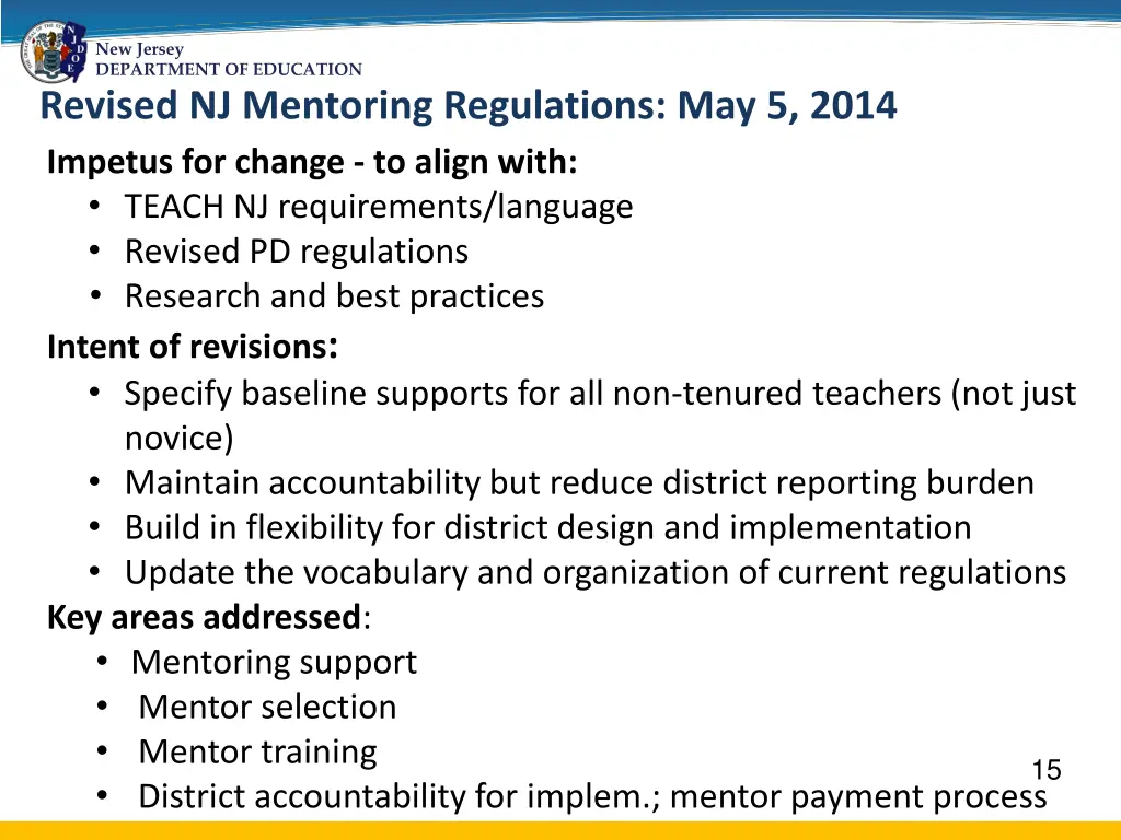 new jersey department of education revised