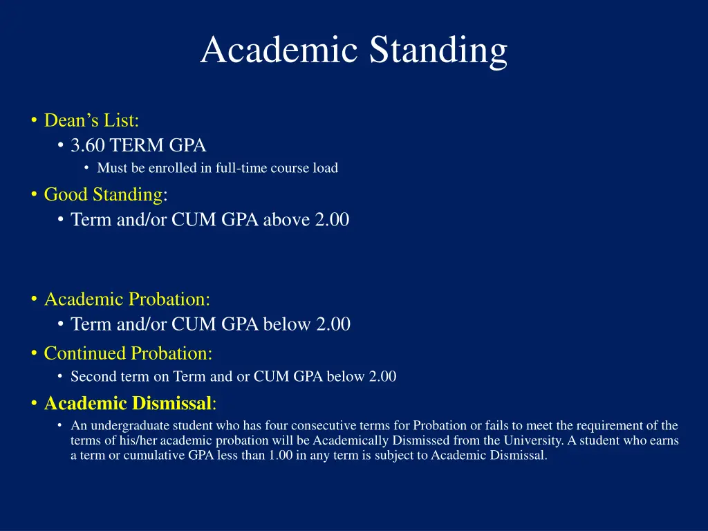 academic standing