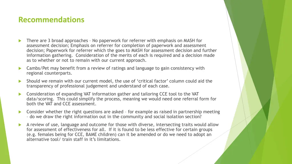 recommendations