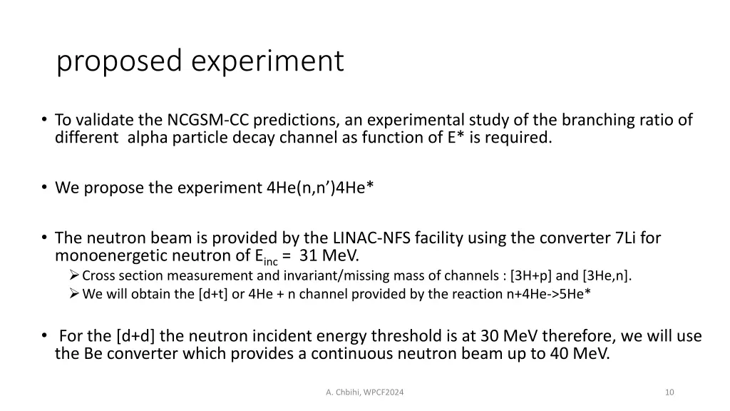 proposed experiment