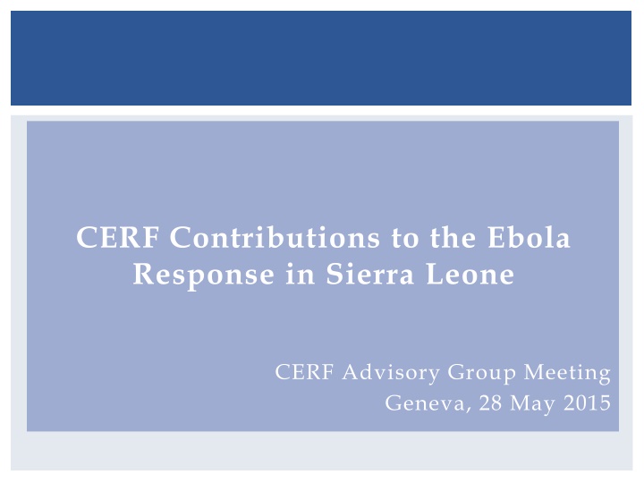 cerf contributions to the ebola response