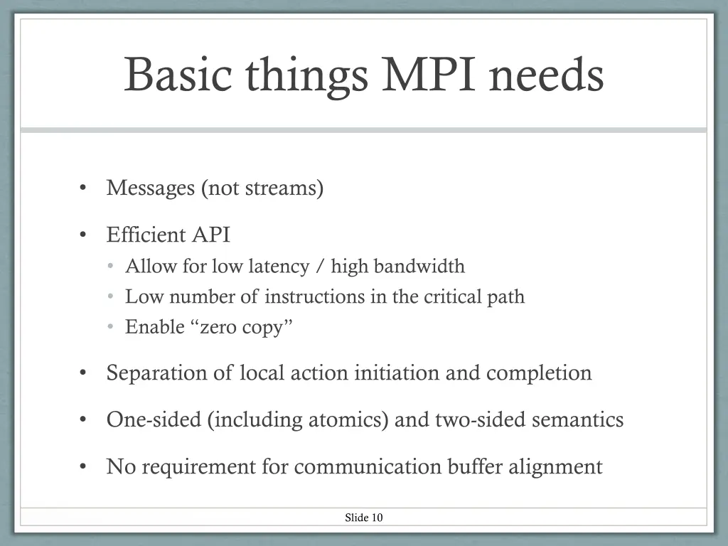 basic things mpi needs