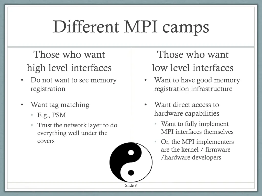 different mpi camps